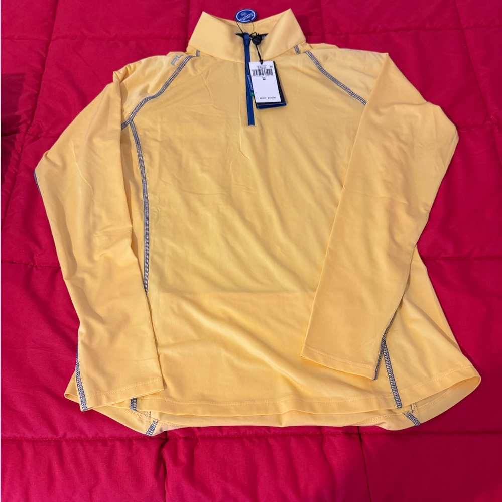 NWT Ralph Lauren Yellow Moisture Wickibg Quarter Zip Sz M
